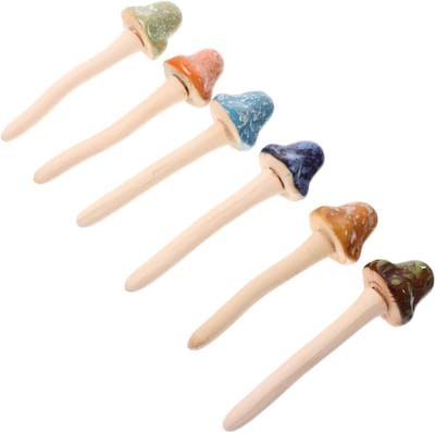 Keramische paddestoelen - Miniatuur ornamenten - Tuin decoreren - Fijn vakmanschap - 6 stuks - Willekeurig