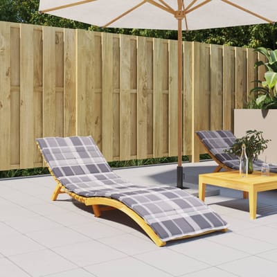 vidaXL - Ligbedkussen - 200x50x3 - cm - oxford - stof - ruitpatroon - grijs