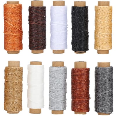 10 Pièces Fil à Coudre Point Main Kit de Couture Fournitures DIY Artisanat Cuir Durable 150D 10?Couleur