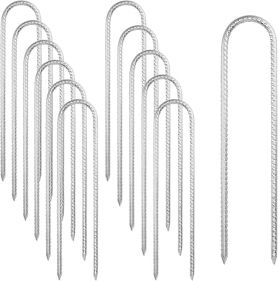 Set van 12 U-vormige Grondpennen (30cm) - Stevige Spijkers voor Trampolines, Tenten en Camping