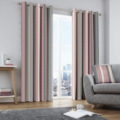 Gordijnpanelen Katoen - Gestreept Decor - Raamdecoratie - Volledig Gevoerd - 117x137 cm - Blos