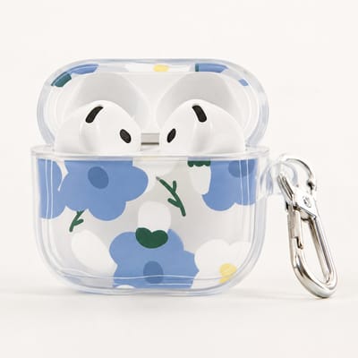 Enluxe Case geschikt voor Airpods 4 - Madeliefjes - Transparant Hoesje met Bloemhanger, Schokbestendig