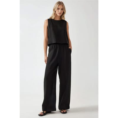 Linnen Voel Blouse & Elastische Taille Broek Tweedelige Coördinatie Set