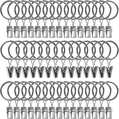 Metalen Gordijnringen - Gordijnclips Ringen - Gordijnen Ophangen - Stevige Spanclip - 44 Stuks Zilver - Zilverkleurig