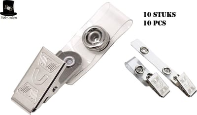 Bob Online ™ - 10 Stuks Bretel Clip Badgehouder voor Pasjes – ID Badgehouder Krokodil Clip – ID Kaarthouder Bandje – Badgehouder Riemclip – ID Badge Holder Suspender Clip – Crocodile Clip for ID Badgehouder – Alligator Sluiting Clip