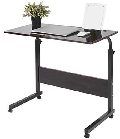Verstelbare Laptop Roltafel Met Wielen - Mobiele Bijzettafel Voor Thuiswerken (Zwart)