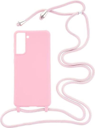 Shop4 - Geschikt voor Samsung Galaxy S22 Plus Hoesje - Zachte Back Case TPU Siliconen met Koord Mat Oud Roze