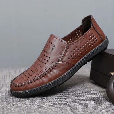 Zomer Heren Sandalen Casual Zachte Zool Ademend Zakelijk Leren Schoenen Holle Hoge kwaliteit Sandalen Slijtvast en Comfortabel Papa Zomerschoenen 39