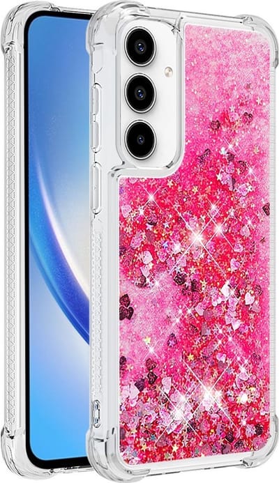 Coverup Hoesje - Geschikt voor Samsung Galaxy A35 Hoesje - Coverup Liquid Glitter Back Cover - Pink
