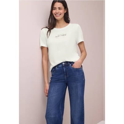 Shirt met ronde hals en tekst