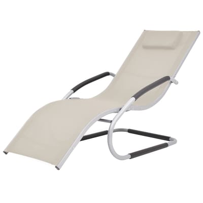 vidaXL - Ligbed - met - kussen - aluminium - en - textileen - crème