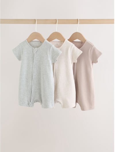 Next - Pasgeboren unisex - Set van 3 babyrompertjes met tweewegritssluiting - Huidkleur