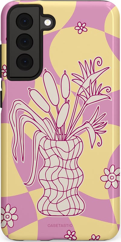 Casetastic Hoesje Geschikt voor Samsung S21 FE - Stijlvolle Beschermende Duo-layer Case - Bosje vol roze