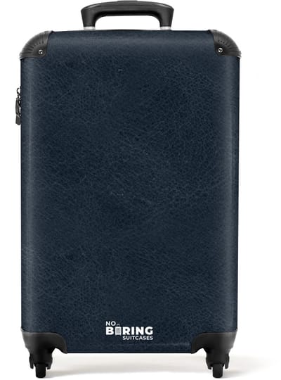 NoBoringSuitcases.com - Koffer - Lederen look navy blauw - Past binnen 55x40x20 cm en 55x35x25 cm - Trolley handbagage - Valiezen met wieltjes volwassenen - Reiskoffer op wielen - Rolkoffer lichtgewicht