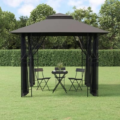 Tuinpaviljoen met zijwanden - Feesttent tuintent - Buitenfeesten organiseren - Waterafstotend dubbel dak - 300 x 300 cm - Antraciet