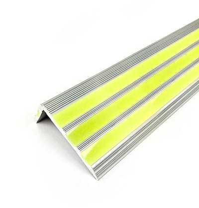 Aluminium trapneusprofiel glow-in-the-dark 1000 x 50 x 22 mm - Grijs - 1000 mm x 50 mm x - Anti-slip - Aluminium - - Voor binnen & buiten