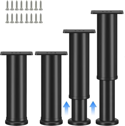 Verstelbare Meubelpoten Zwart (4 Stuks) - Hoogte 12-18cm - Voor Bank, Kast, Tafel