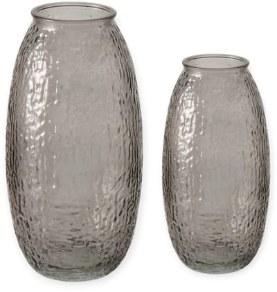 Boltze - Vaas - Bloemenvaas - Set van 2 - Glas - Blauw Grijs - 20 en 24cm hoog