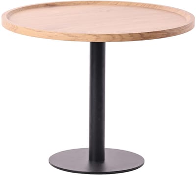 CLP Aspen bijzettafel - rond - salontafel - houten blad - mat zwart metalen onderstel - natura