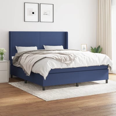 vidaXL - Boxspring - met - matras - stof - blauw - 180x200 - cm