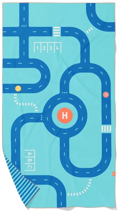 Quut Speel handdoek / Strandlaken On the Road L - 100x180cm - Blauw