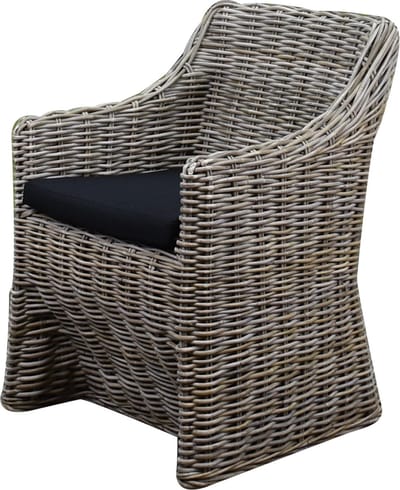 Kursi Louise dining tuinstoel naturel rotan - olefin black