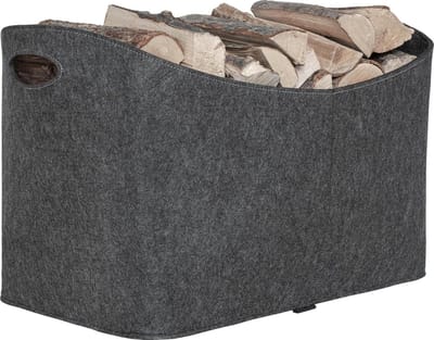 Haardhoutopslag - Houtopberging XXL Vilten Opbergmand voor Brandhout Kranten - 63 x 40 x 42 cm - Antraciet