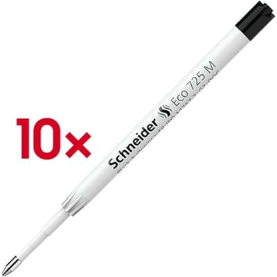 Balpenvulling Schneider ECO 725, lijnbreedte M, behuizing 95 % gerecycled kunststof, zwart, 10 st.