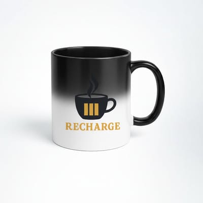 Recharge Magic Mok - Zwart met Warmtegevoelige Recharge Design