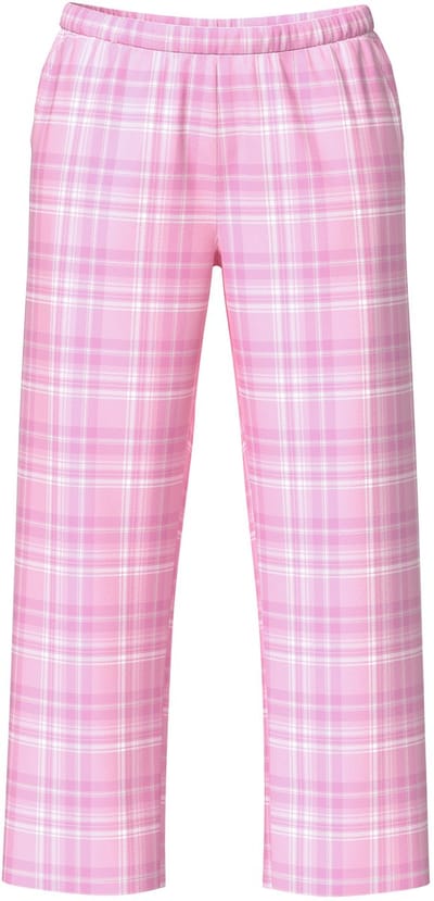 Ulla Popken - Dames - Pyjamabroek ruitpatroon rechte pijpen - Roze - Maat 46+