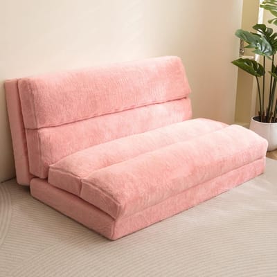 Inklapbare Zitzakbed en Vloermatras - Extra Dikke 6-voudige Opvouwbare Vloerbank voor Volwassenen - Roze 75 x 240 cm