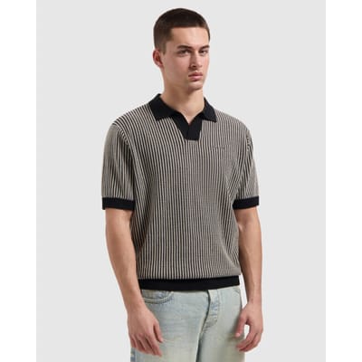 Pure Path Knitted Polo Ladder Stitch Black (26010807 - 02)