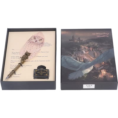 Verenpen Set Roestvrijstalen Penpunt Retro Reliëf Uil Metalen Penlichaam Prachtig Gestructureerde Veer Pen Cadeauset gray