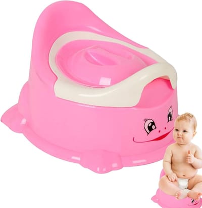 Potjestraining Stoel - Zindelijkheidstrainer - Comfortabel Leren - Spatwaterdicht Ontwerp - 22 cm Hoog - Roze