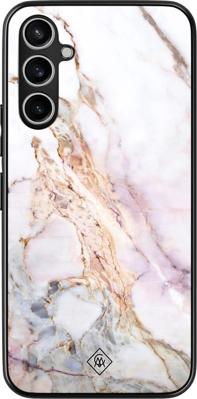 Casimoda® hoesje - Geschikt voor Samsung Galaxy A15 - Parelmoer Marmer - Zwart TPU Backcover - Marmer - Multi