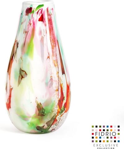 Design vaas Organic - Fidrio MIXED COLOURS - glas, mondgeblazen bloemenvaas - diameter 28 cm hoogte 40 cm