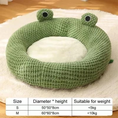 Huisdier Kattenbed Klein Hondenbed Pluche Rond Cartoon Kikker Mat Winter Warm Diepe Slaap Comfort Zacht Ademend Katten Honden Huis Huisdierbenodigdheden L