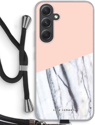 Case Company® - Hoesje met koord geschikt voor Samsung Galaxy A54 hoesje met Koord - A touch of peach - Telefoonhoesje met Zwart Koord - Bescherming aan alle Kanten en Over de Schermrand