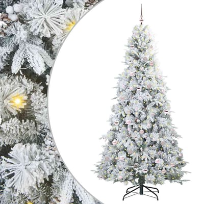 vidaXL - Kunstmatige - Hinged - Kerstboom - met - 300 - LED - Wit - 240 - cm - PE - en - PVC