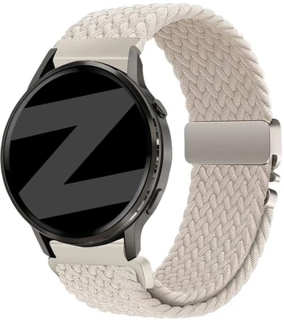 Bandz Gevlochten nylon 'Parachute' bandje geschikt voor Garmin Vivoactive 4s / Vivomove 3s / Venu 4 - 41mm / Venu 3s / Venu 2s / Forerunner 265s / Forerunner 255s - Sterrenlicht