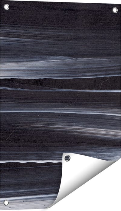 Gards Tuinposter Abstracte Kunst - Zwart met Witte Lijnen - 40x60 cm - Tuindoek - Tuindecoratie - Wanddecoratie buiten - Tuinschilderij