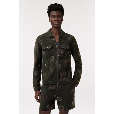 John Varvatos Anthony Trucker Jacket With Emb Moss Size: XS | Light Jackets Outlet | Heren | Groen