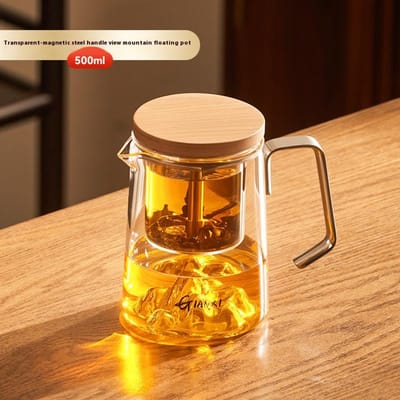 Drinkware Koffiemok Draagbaar Handvat Chinese Theekop Huis en Keuken Kerstmok Transparante Glazen Kopjes Kerstcadeaus 500-750ml brown
