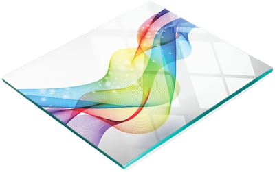 Glazen serveerplank met abstract golfmotief, 60x52 cm