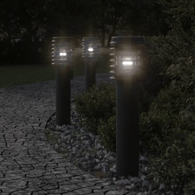 vidaXL Buitenvloerlamp met stopcontact 60 cm roestvrijstaal zwart