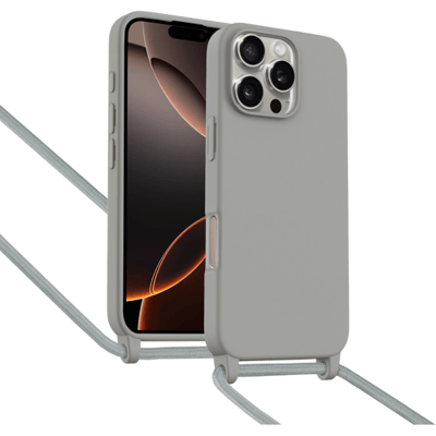 ShieldCase Hoesje met telefoonkoord (grijs) geschikt voor iPhone 16 Pro Max - Schokbestendige bescherming