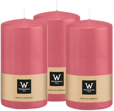 Wiedemann Cilinderkaars/stompkaars - 3x - roze - 13 x 7 cm - 52 branduren - zuilkaarsen