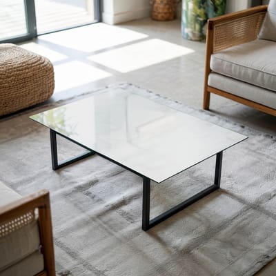 Coloray Tafelblad - Tafelblad Van Glas - 80x60 cm - Wit - Rechthoek Glazen Tafelblad - Salontafel Blad - Gehard Glas Tafelblad - Glazen Blad - Tafelblad Van Gehard Glas woonkamerdecoratie