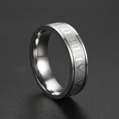 6MM Breedte Roestvrij Staal Koppelring Voor Mannen Vrouwen Romeinse Cijfers Ringen Mode Feest Sieraden Accessoires 6 white