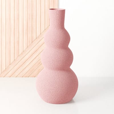 Fleuriek - Grote vaas Roze - H40 cm - Hoge bolvaas voor binnen of als decoratieve bloemenvaas, gekleurde ronde vaas van bio-kunststof - Vaas structuur